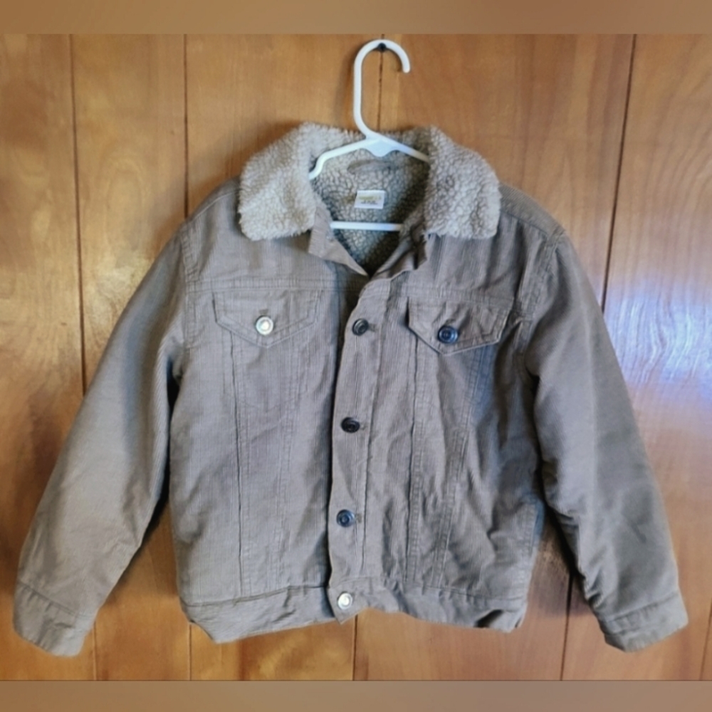 Sale!! NWOT, Boys Tan, Denim coat lined with shepra. size 5/6 ☆☆3 For $30☆☆